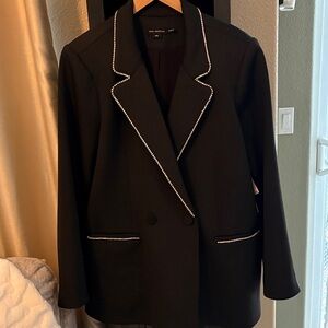 Good American Black Blazer with Rhinestone Accents